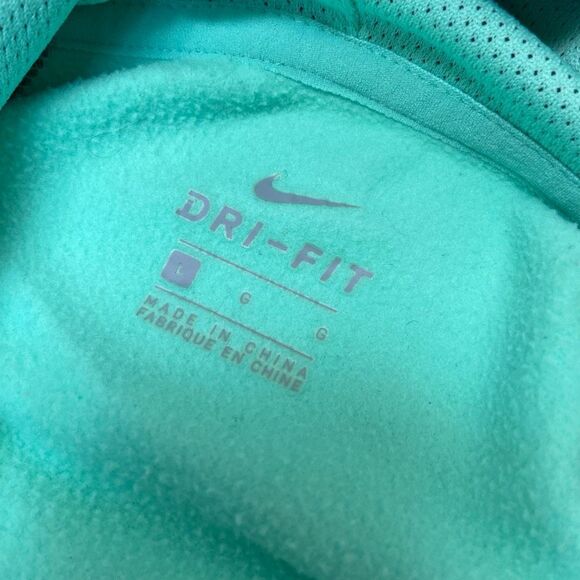 Nike Dri Fit Teal & Gray Hoodie Zip Up Long Sleeve Sweater size large - Picture 7 of 8